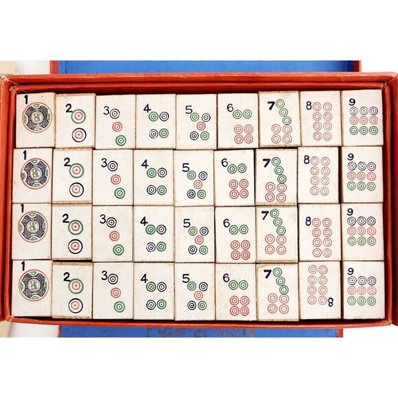 1923 Pung Chow Early Mah Jong Tile Game Complete Antique Educator Set BRDGMS - Picture 5 of 9